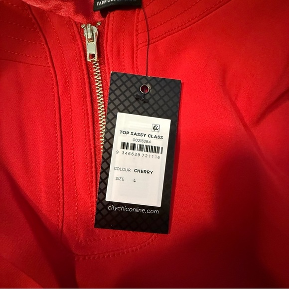 NWT CITY CHIC Sassy Class Red Peplum Top Plus L (20) - Picture 12 of 15